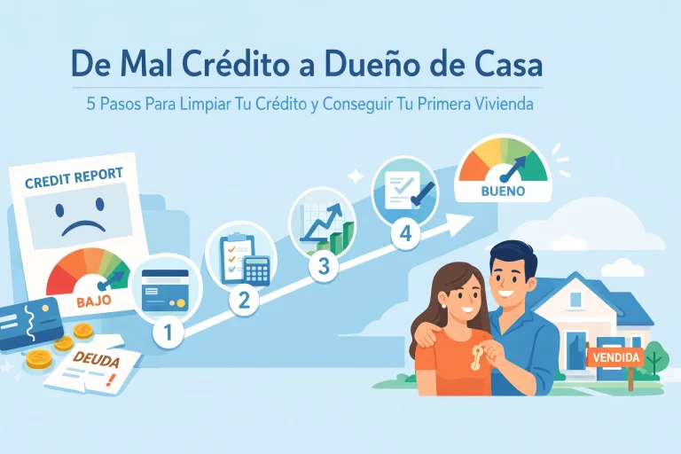 De Mal Crédito a Dueño de Casa: 5 Pasos Para Limpiar Tu Crédito y Conseguir Tu Primera Vivienda