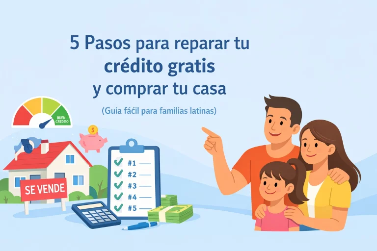 5 Pasos para reparar tu crédito gratis y comprar tu casa (Guía fácil para familias latinas)