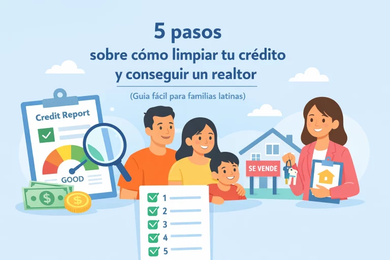 5 pasos sobre cómo limpiar tu crédito y conseguir un realtor (Guía fácil para familias latinas)