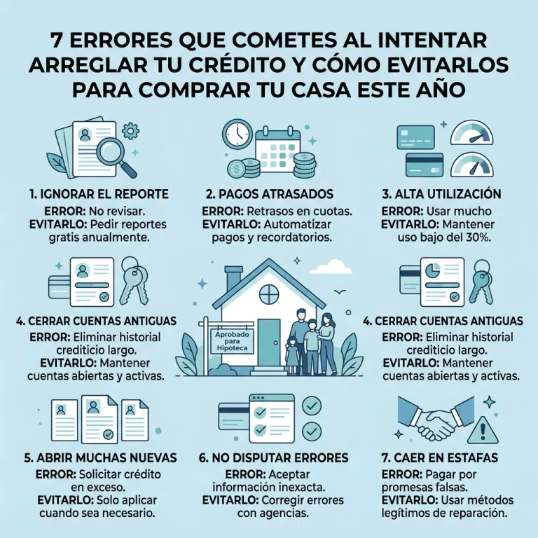 7 errores que cometes al intentar arreglar tu crédito y cómo evitarlos para comprar tu casa este año