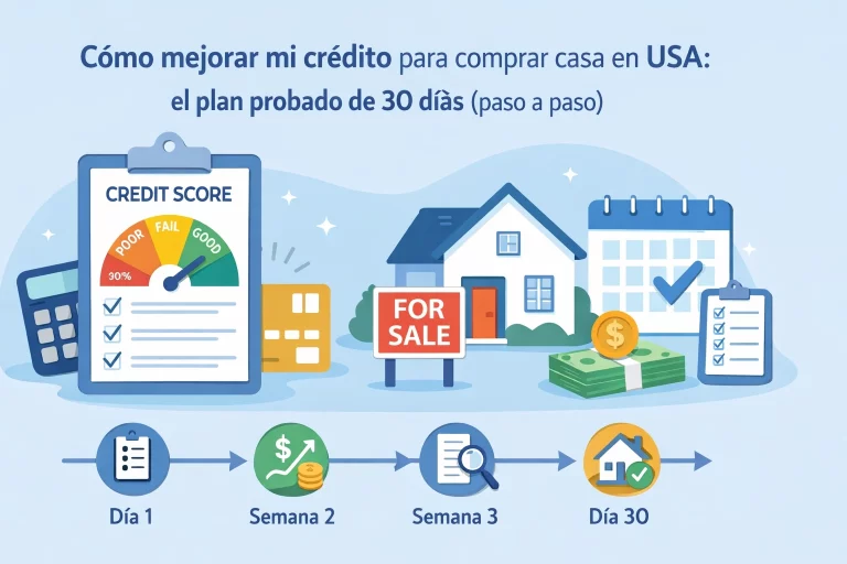 Cómo mejorar mi crédito para comprar casa en USA: el plan probado de 30 días (paso a paso)